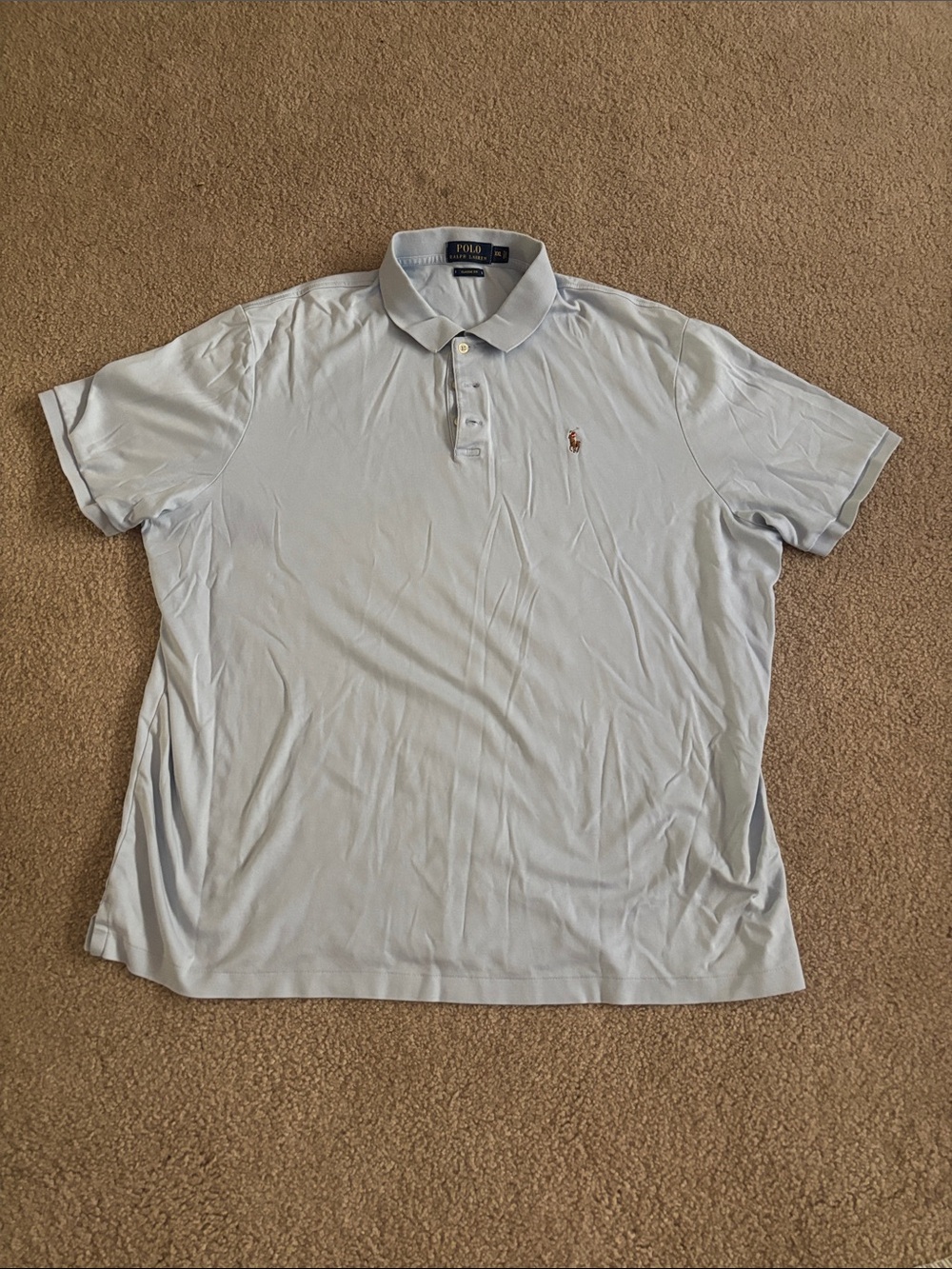 Polo by Ralph Lauren Pale Blue Men’s Polo Shirt with Embroidered Pony